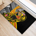 Personalized Richmond Tigers Rubber Doormat Polynesian Tribal Tiger Mascot With Hibiscus Floral Art