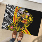 Personalized Richmond Tigers Rubber Doormat Polynesian Tribal Tiger Mascot With Hibiscus Floral Art