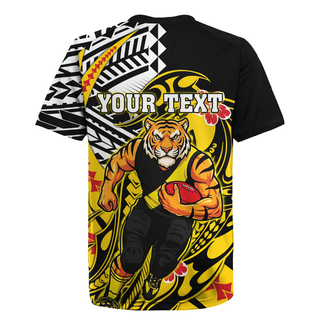 Personalized Richmond Tigers Rugby Jersey Polynesian Tribal Tiger Mascot With Hibiscus Floral Art