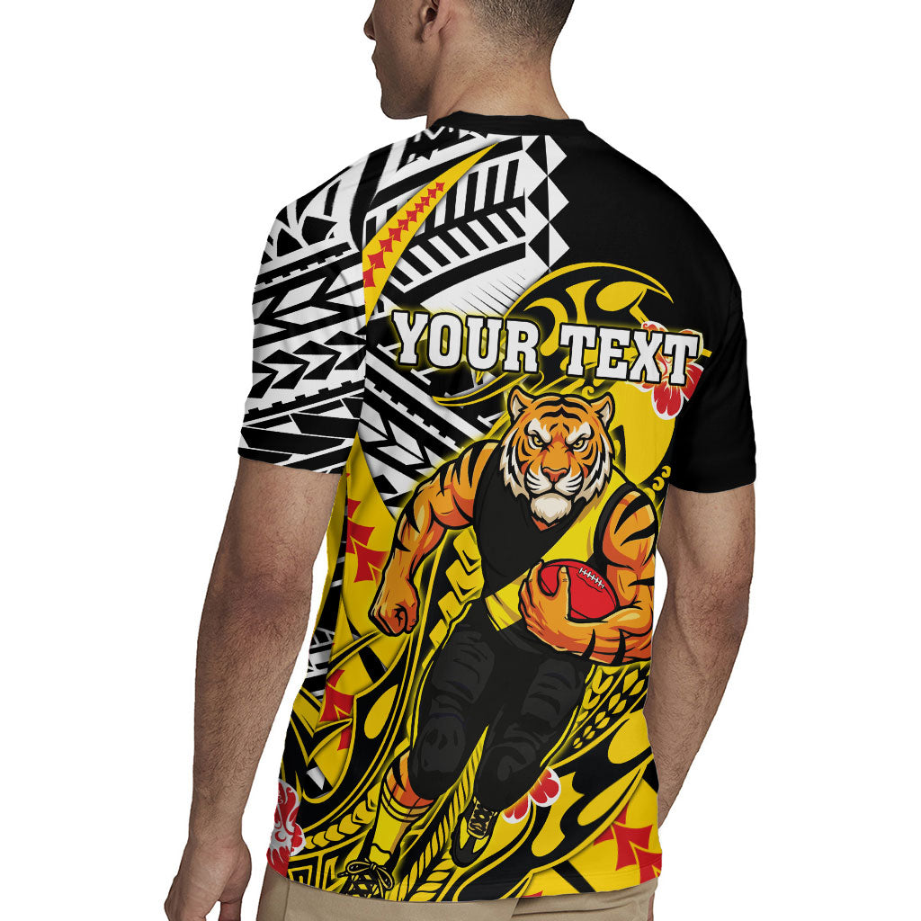 Personalized Richmond Tigers Rugby Jersey Polynesian Tribal Tiger Mascot With Hibiscus Floral Art