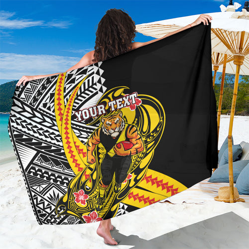 Personalized Richmond Tigers Sarong Polynesian Tribal Tiger Mascot With Hibiscus Floral Art