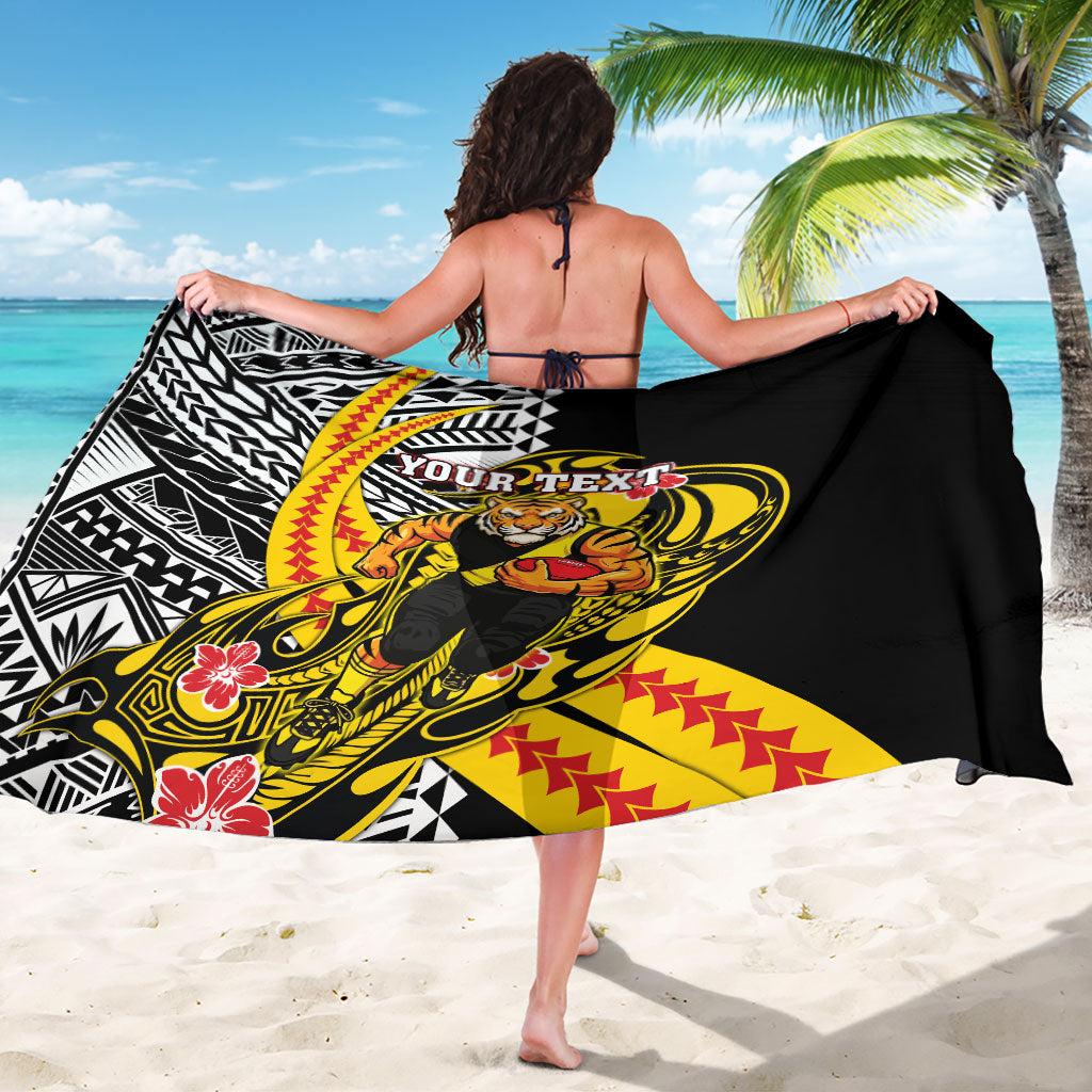 Personalized Richmond Tigers Sarong Polynesian Tribal Tiger Mascot With Hibiscus Floral Art