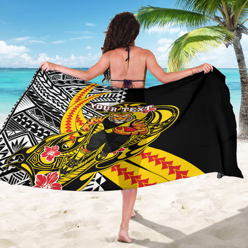 Personalized Richmond Tigers Sarong Polynesian Tribal Tiger Mascot With Hibiscus Floral Art