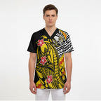 Personalized Richmond Tigers Scrub Top Polynesian Tribal Tiger Mascot With Hibiscus Floral Art
