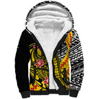 Personalized Richmond Tigers Sherpa Hoodie Polynesian Tribal Tiger Mascot With Hibiscus Floral Art
