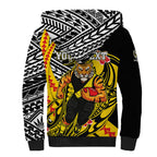 Personalized Richmond Tigers Sherpa Hoodie Polynesian Tribal Tiger Mascot With Hibiscus Floral Art