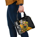 Personalized Richmond Tigers Shoulder Handbag Polynesian Tribal Tiger Mascot With Hibiscus Floral Art