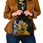 Personalized Richmond Tigers Shoulder Handbag Polynesian Tribal Tiger Mascot With Hibiscus Floral Art