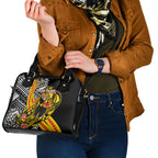 Personalized Richmond Tigers Shoulder Handbag Polynesian Tribal Tiger Mascot With Hibiscus Floral Art