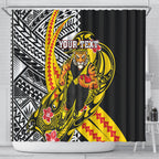 Personalized Richmond Tigers Shower Curtain Polynesian Tribal Tiger Mascot With Hibiscus Floral Art