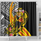 Personalized Richmond Tigers Shower Curtain Polynesian Tribal Tiger Mascot With Hibiscus Floral Art