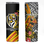 Personalized Richmond Tigers Skinny Tumbler Polynesian Tribal Tiger Mascot With Hibiscus Floral Art