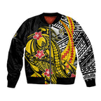 Personalized Richmond Tigers Sleeve Zip Bomber Jacket Polynesian Tribal Tiger Mascot With Hibiscus Floral Art