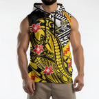 Personalized Richmond Tigers Sleeveless Hoodie Polynesian Tribal Tiger Mascot With Hibiscus Floral Art