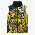 Personalized Richmond Tigers Sleeveless Puffer Jacket Polynesian Tribal Tiger Mascot With Hibiscus Floral Art