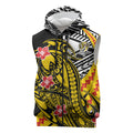 Personalized Richmond Tigers Sleeveless Zip Hoodie Polynesian Tribal Tiger Mascot With Hibiscus Floral Art