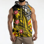 Personalized Richmond Tigers Sleeveless Zip Hoodie Polynesian Tribal Tiger Mascot With Hibiscus Floral Art