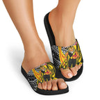 Personalized Richmond Tigers Slide Sandals Polynesian Tribal Tiger Mascot With Hibiscus Floral Art