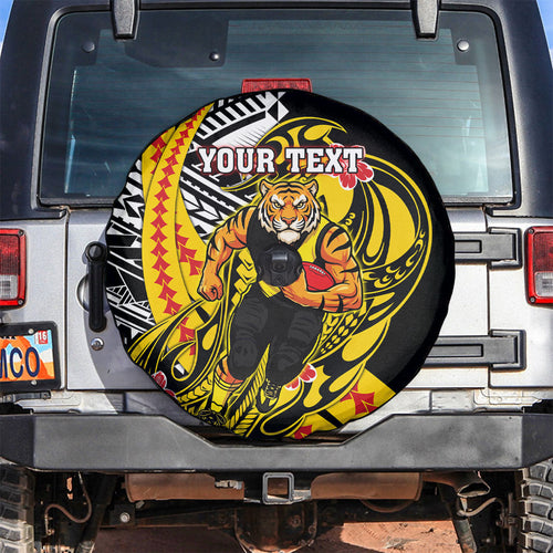 Personalized Richmond Tigers Spare Tire Cover Polynesian Tribal Tiger Mascot With Hibiscus Floral Art