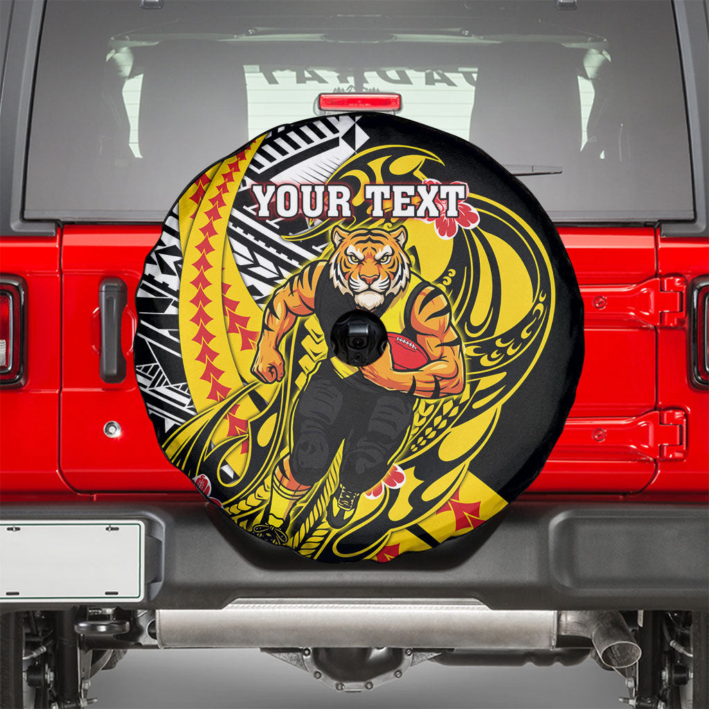 Personalized Richmond Tigers Spare Tire Cover Polynesian Tribal Tiger Mascot With Hibiscus Floral Art