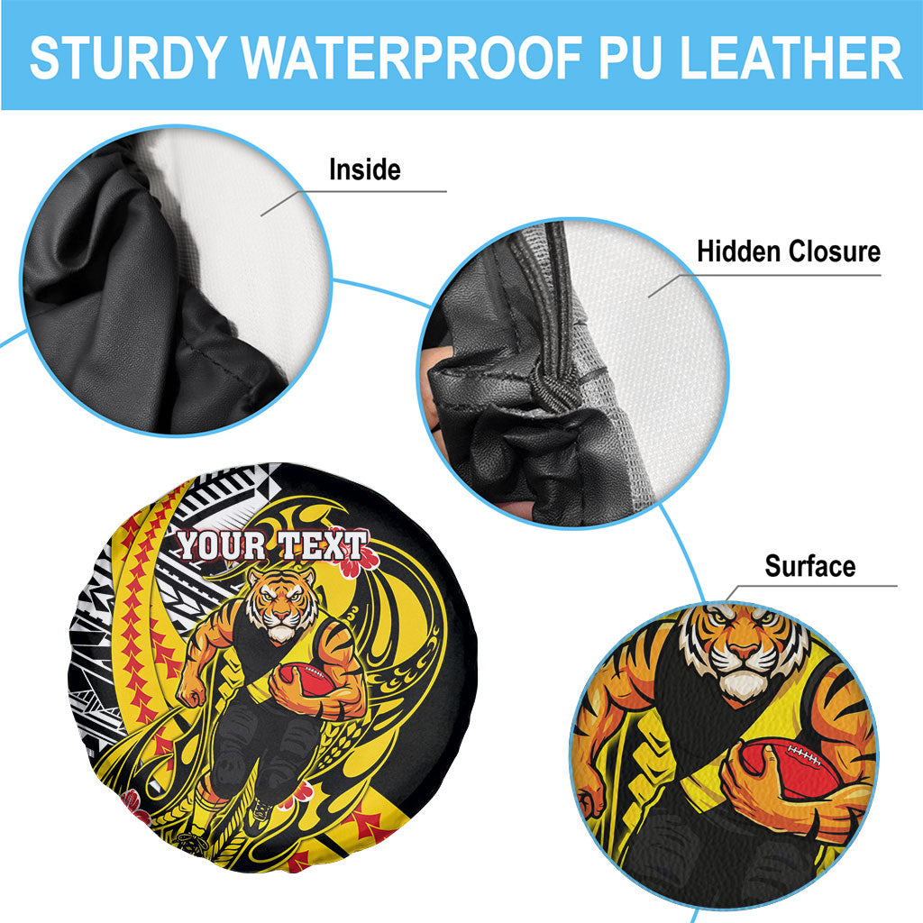 Personalized Richmond Tigers Spare Tire Cover Polynesian Tribal Tiger Mascot With Hibiscus Floral Art