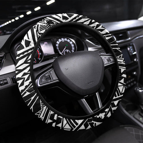 Richmond Tigers Steering Wheel Cover Polynesian Tribal Tiger Mascot With Hibiscus Floral Art