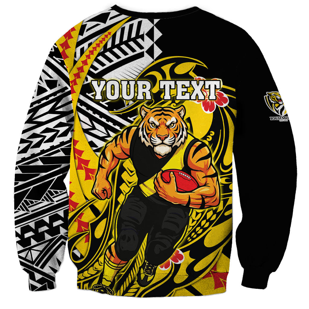 Personalized Richmond Tigers Sweatshirt Polynesian Tribal Tiger Mascot With Hibiscus Floral Art