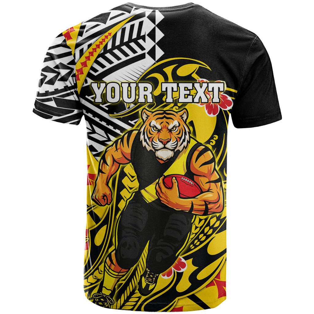 Personalized Richmond Tigers T Shirt Polynesian Tribal Tiger Mascot With Hibiscus Floral Art