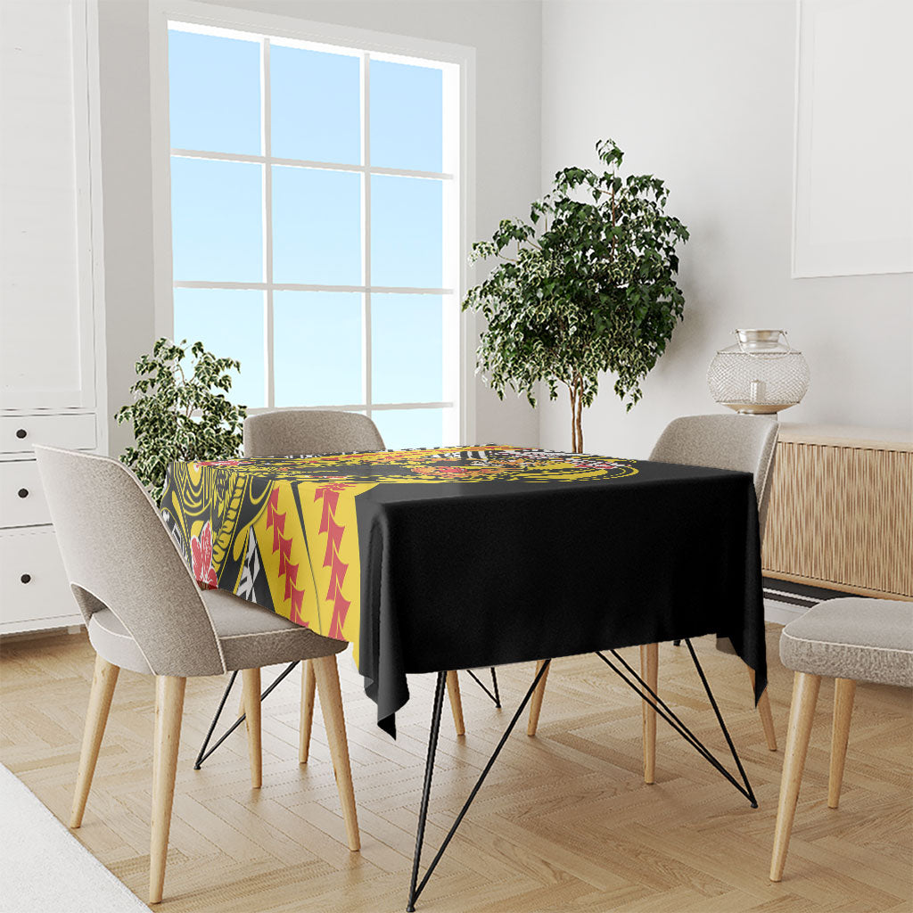 Personalized Richmond Tigers Tablecloth Polynesian Tribal Tiger Mascot With Hibiscus Floral Art