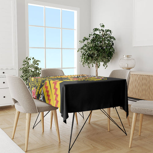 Personalized Richmond Tigers Tablecloth Polynesian Tribal Tiger Mascot With Hibiscus Floral Art
