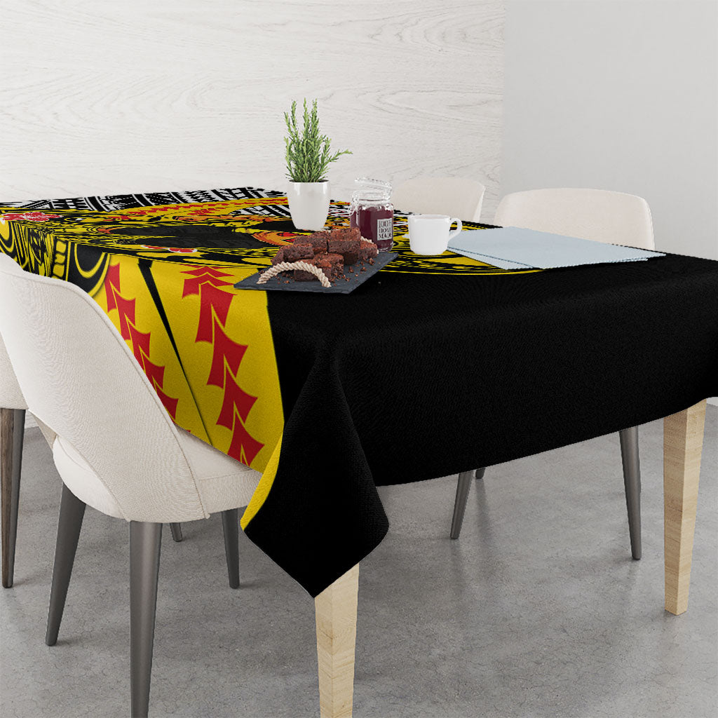 Personalized Richmond Tigers Tablecloth Polynesian Tribal Tiger Mascot With Hibiscus Floral Art