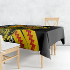 Personalized Richmond Tigers Tablecloth Polynesian Tribal Tiger Mascot With Hibiscus Floral Art