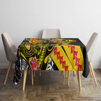 Personalized Richmond Tigers Tablecloth Polynesian Tribal Tiger Mascot With Hibiscus Floral Art