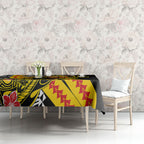 Personalized Richmond Tigers Tablecloth Polynesian Tribal Tiger Mascot With Hibiscus Floral Art