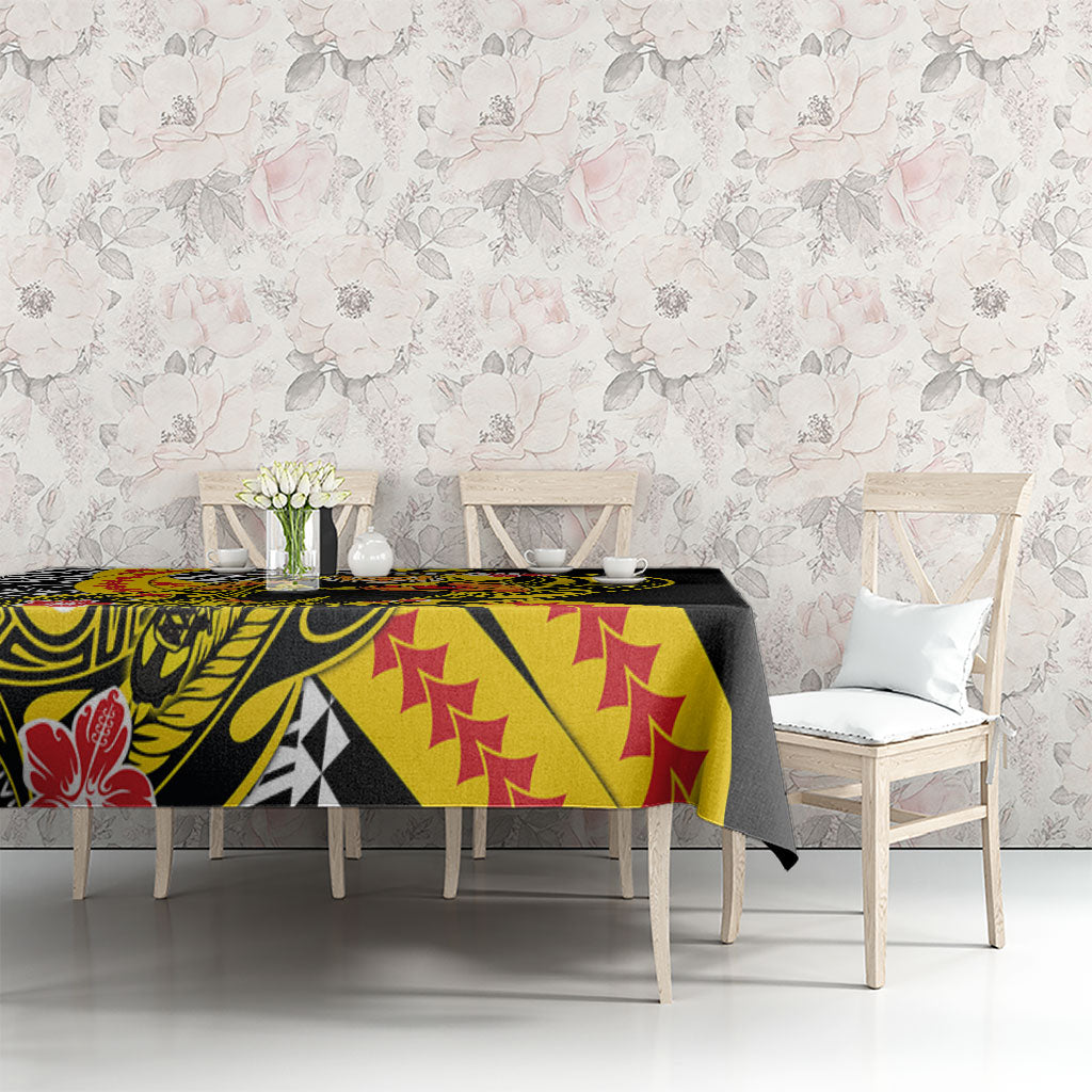 Personalized Richmond Tigers Tablecloth Polynesian Tribal Tiger Mascot With Hibiscus Floral Art