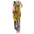 Personalized Richmond Tigers Tank Maxi Dress Polynesian Tribal Tiger Mascot With Hibiscus Floral Art