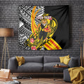 Personalized Richmond Tigers Tapestry Polynesian Tribal Tiger Mascot With Hibiscus Floral Art