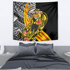 Personalized Richmond Tigers Tapestry Polynesian Tribal Tiger Mascot With Hibiscus Floral Art