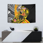 Personalized Richmond Tigers Tapestry Polynesian Tribal Tiger Mascot With Hibiscus Floral Art