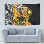 Personalized Richmond Tigers Tapestry Polynesian Tribal Tiger Mascot With Hibiscus Floral Art