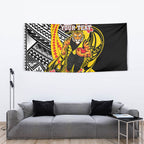 Personalized Richmond Tigers Tapestry Polynesian Tribal Tiger Mascot With Hibiscus Floral Art