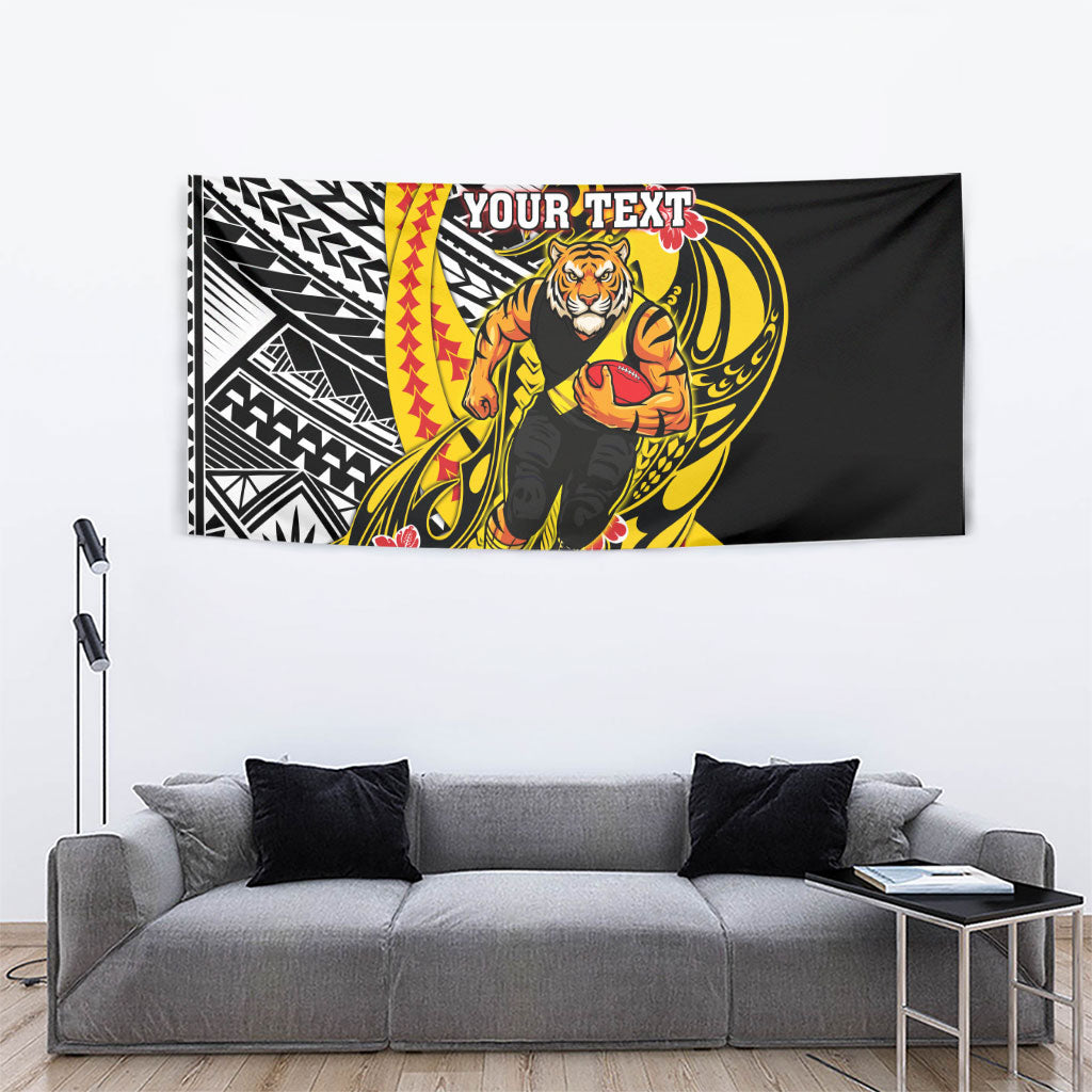 Personalized Richmond Tigers Tapestry Polynesian Tribal Tiger Mascot With Hibiscus Floral Art