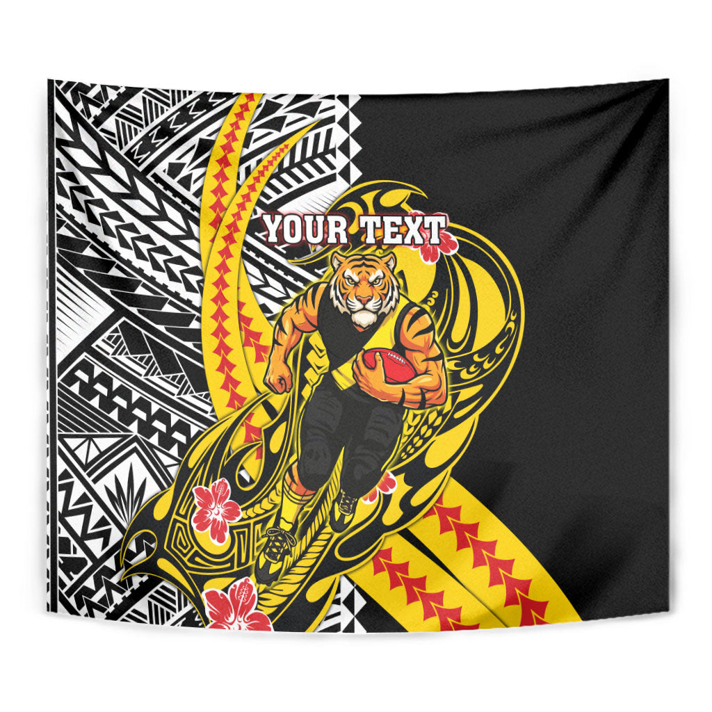 Personalized Richmond Tigers Tapestry Polynesian Tribal Tiger Mascot With Hibiscus Floral Art