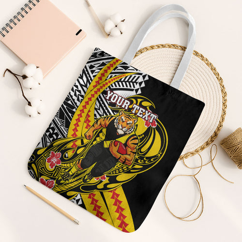 Personalized Richmond Tigers Tote Bag Polynesian Tribal Tiger Mascot With Hibiscus Floral Art