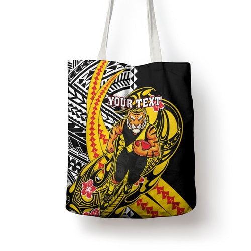 Personalized Richmond Tigers Tote Bag Polynesian Tribal Tiger Mascot With Hibiscus Floral Art