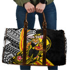 Personalized Richmond Tigers Travel Bag Polynesian Tribal Tiger Mascot With Hibiscus Floral Art