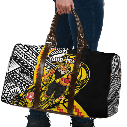 Personalized Richmond Tigers Travel Bag Polynesian Tribal Tiger Mascot With Hibiscus Floral Art
