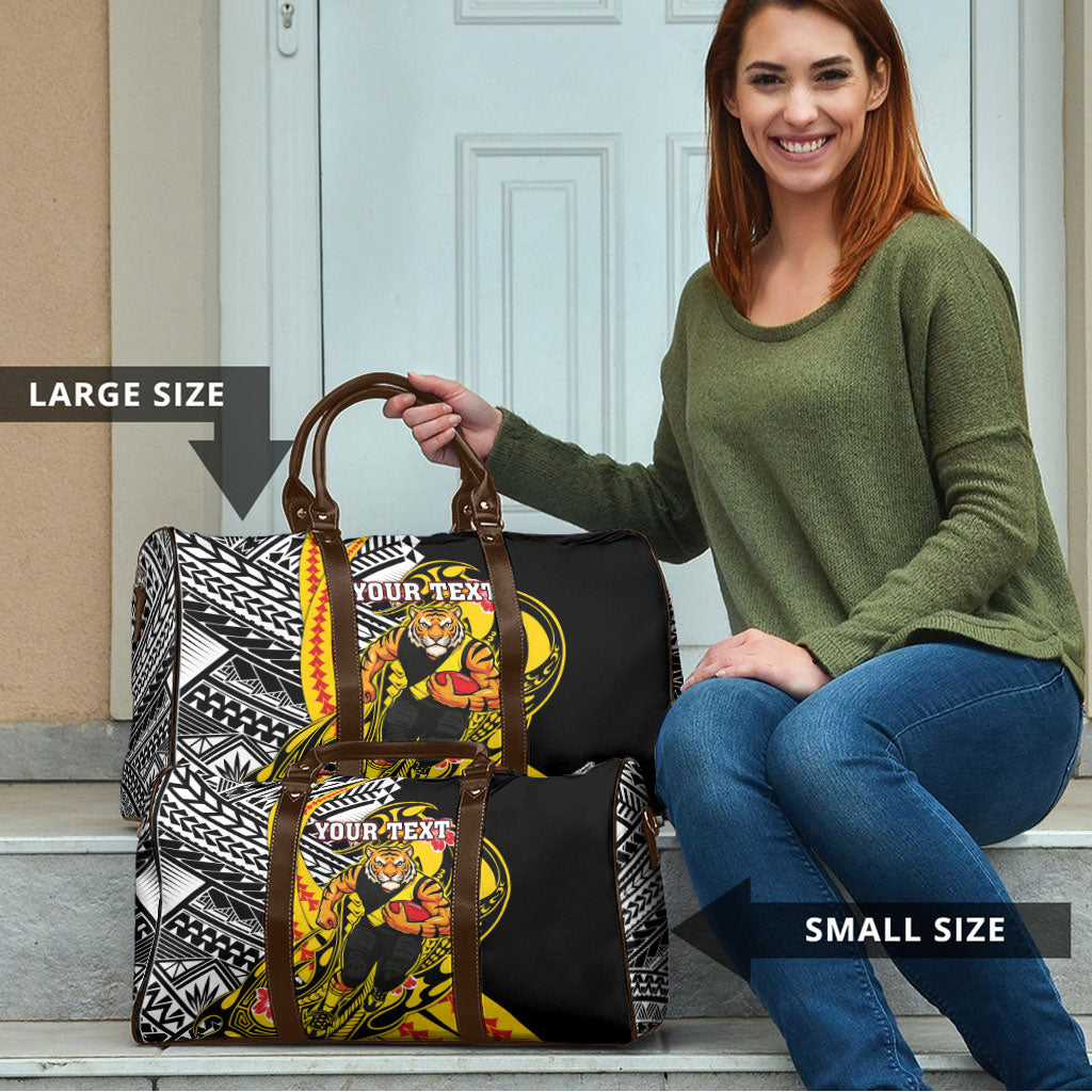 Personalized Richmond Tigers Travel Bag Polynesian Tribal Tiger Mascot With Hibiscus Floral Art