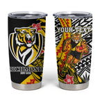 Personalized Richmond Tigers Tumbler Cup Polynesian Tribal Tiger Mascot With Hibiscus Floral Art