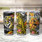 Personalized Richmond Tigers Tumbler Cup Polynesian Tribal Tiger Mascot With Hibiscus Floral Art
